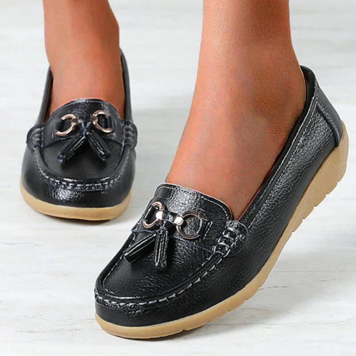 Retro wedge heel loafers for women