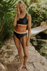 Color-blocked bikini set with back support