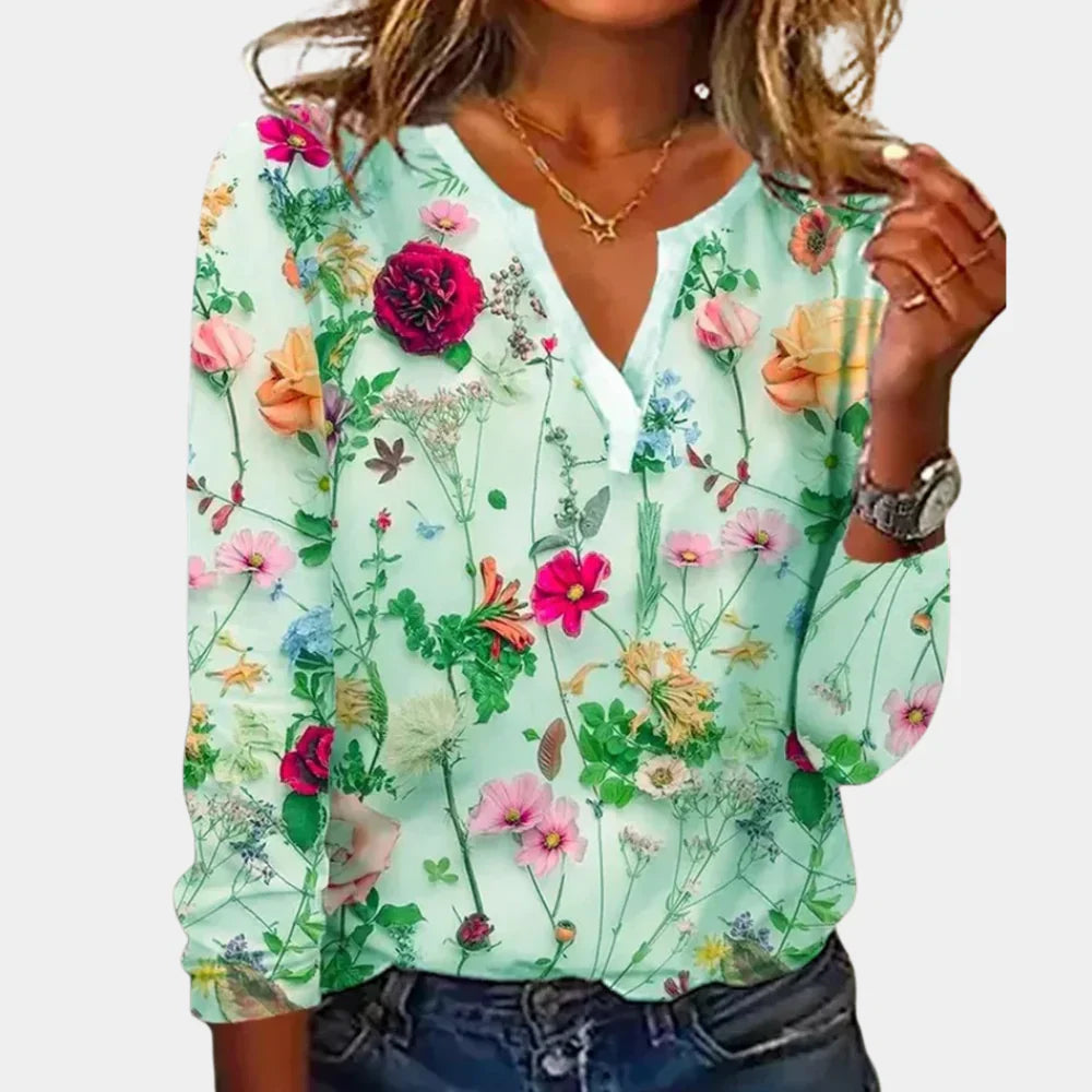 Casual Blomstrete Kvinners Bluse