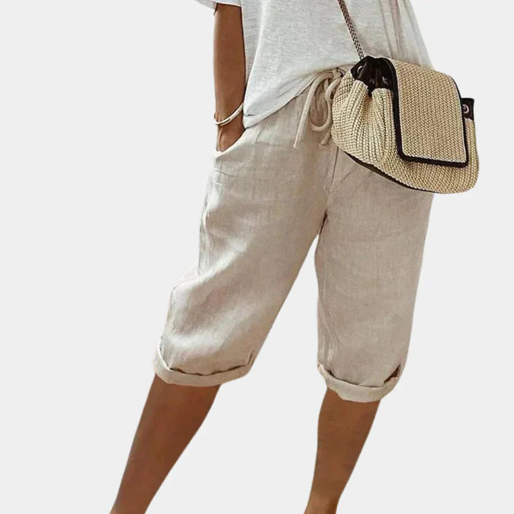 Komfortable Lin-Blanding Kvinners Shorts