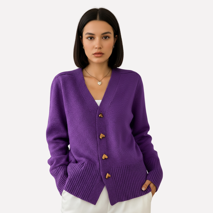 Koselig strikket cardigan med V-hals