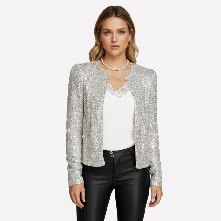 Elegant glitter langermet cardiganjakke