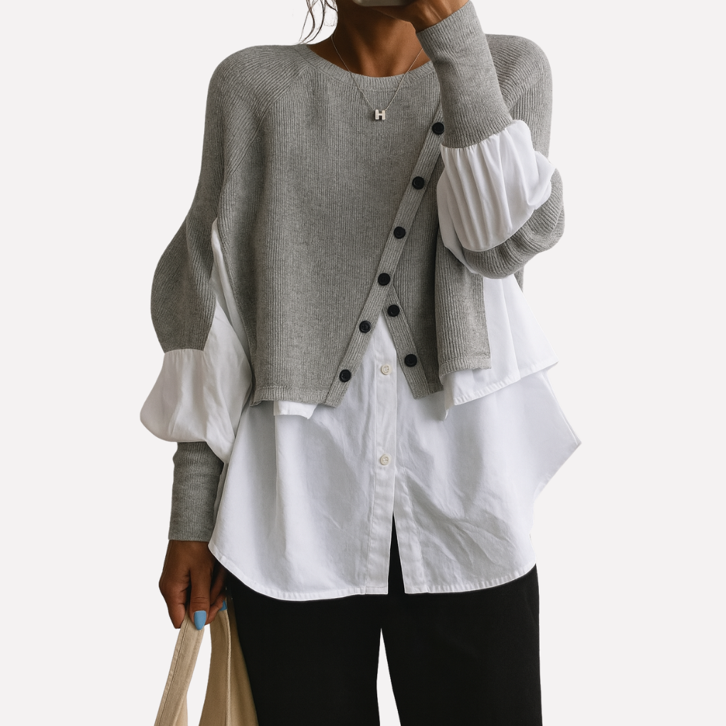 To-i-én genser med hvit blusekant