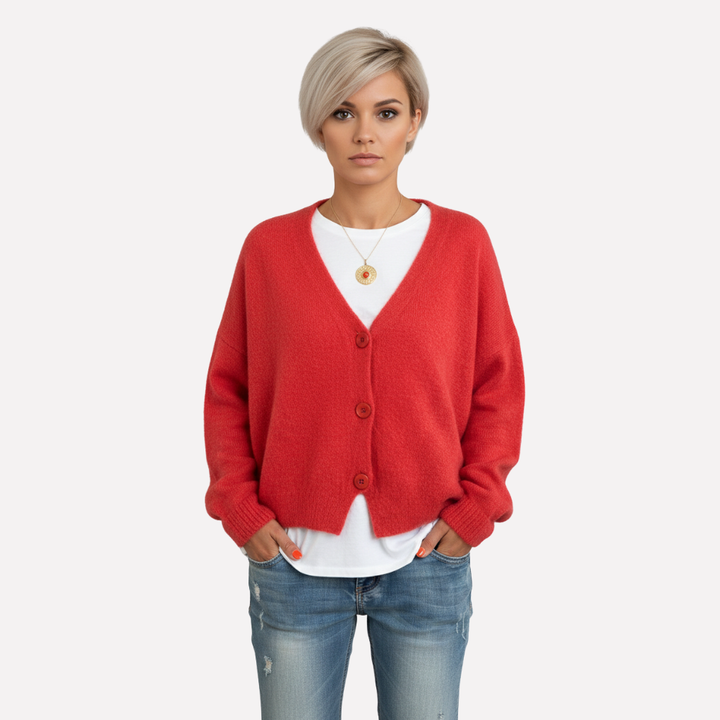 Myk strikket cardigan med avslappet passform til dame