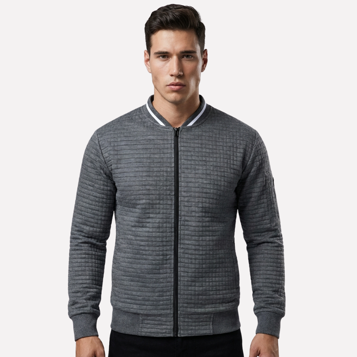 Komfortabel og varm herregenser med glidelås