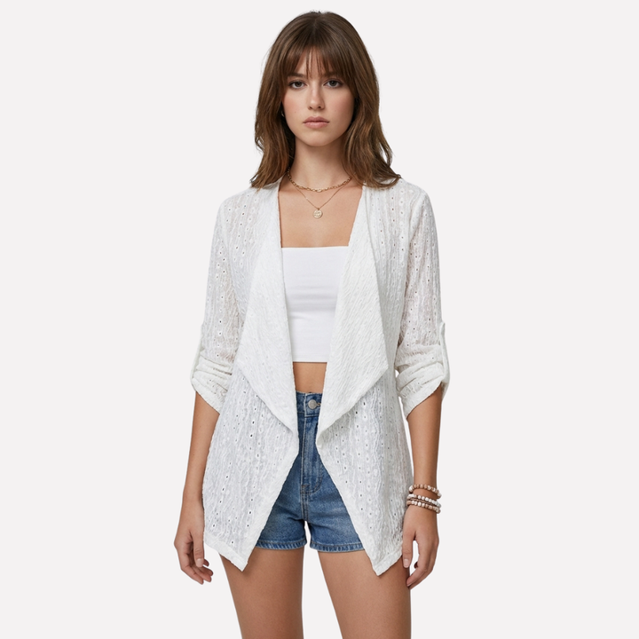 Heklet strikket cardigan med avslappet passform til dame