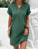 Breezy Casual V-Hals Knapp Kjole