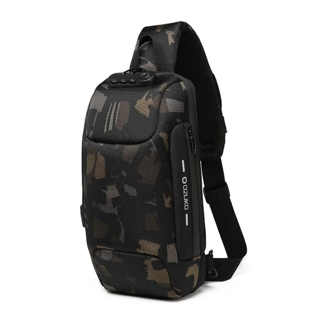 Theft-proof crossbody bag with USB charging
