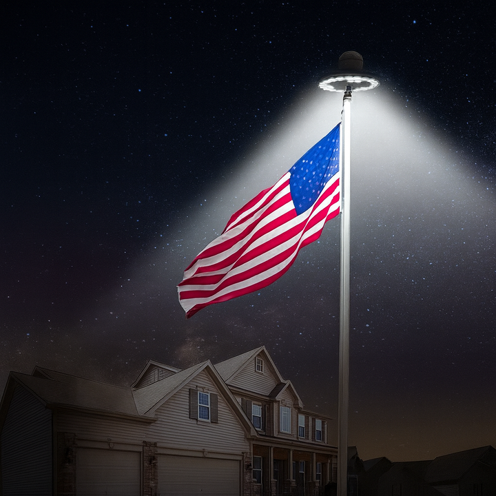 Solar-powered flagpole light