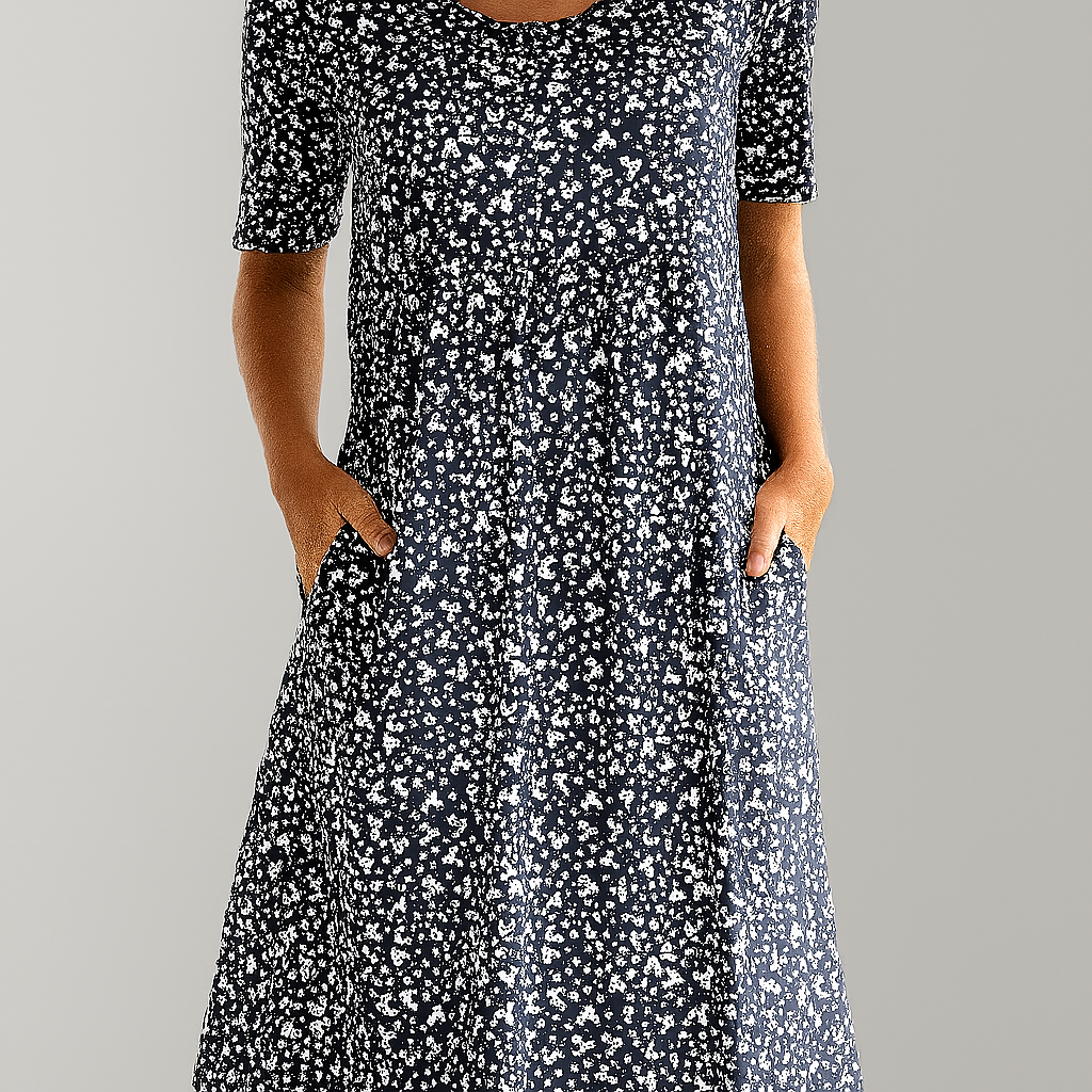 Flower dress with high waist and pockets