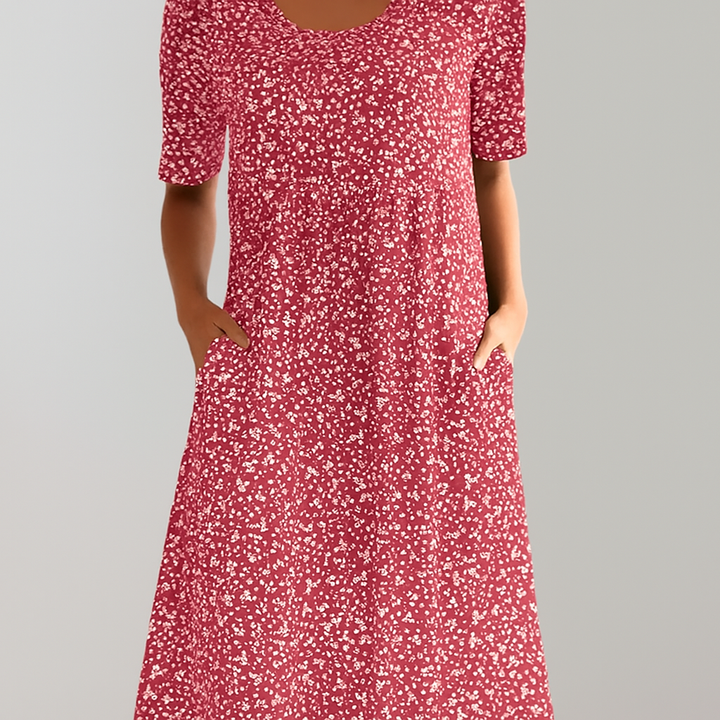 Flower dress with high waist and pockets