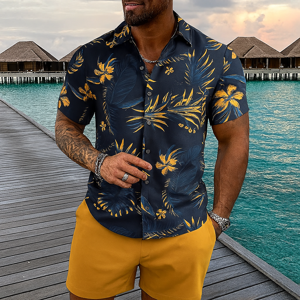 Retro Beach Style Hawaiian Outfit Set