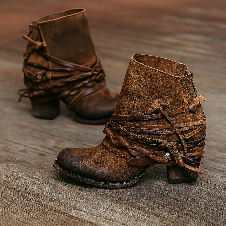 Ankle boots with tassel decoration in suede leather