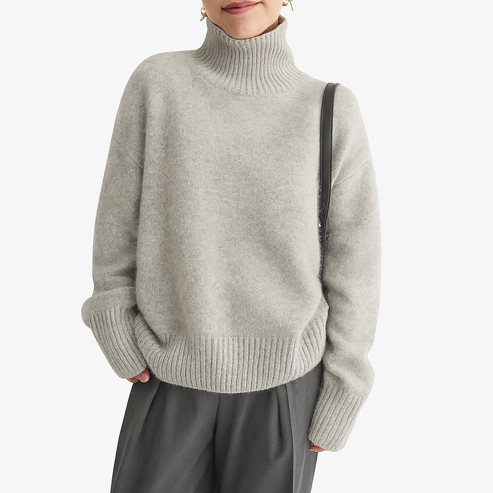 Dicke kaschmirähnliche Winterpullover mit hohem Kragen für Damen
