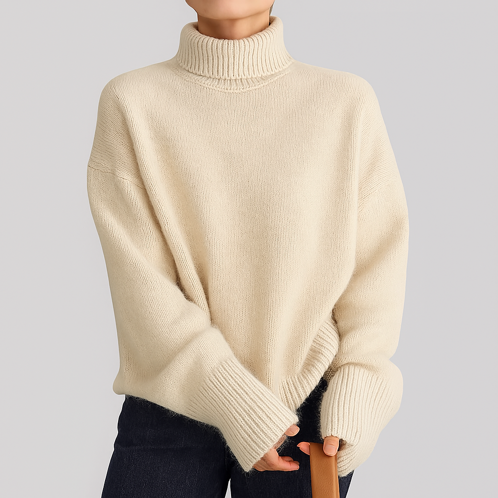 Dicke kaschmirähnliche Winterpullover mit hohem Kragen für Damen