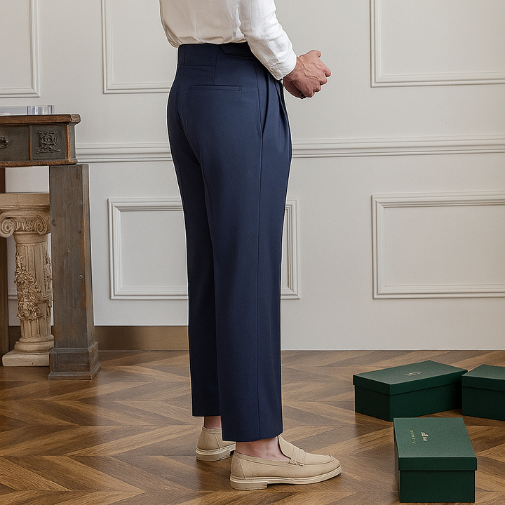 Men's trousers with high waist and slim fit