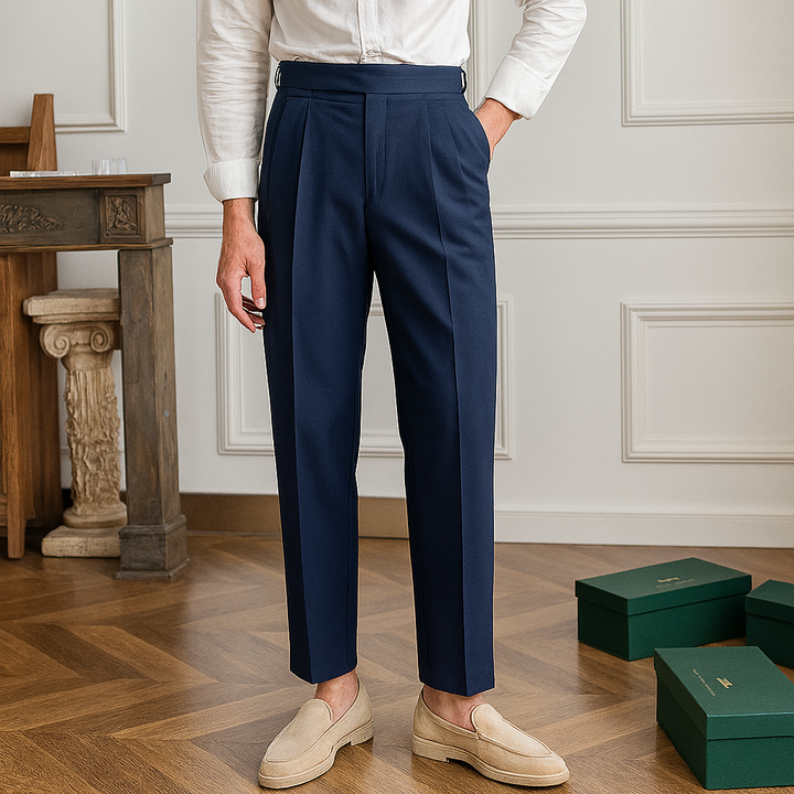 Men's trousers with high waist and slim fit