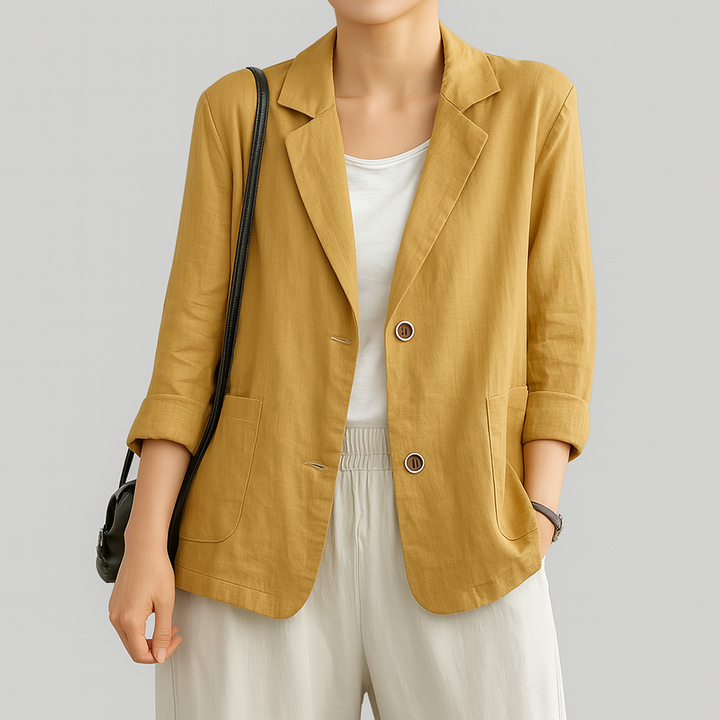 Blazer in natural fiber with relaxed fit