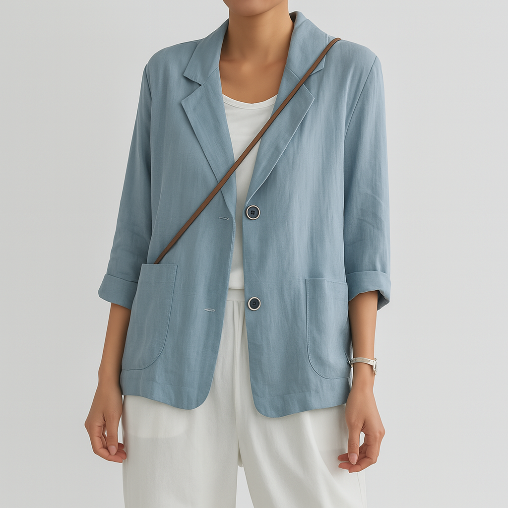 Blazer in natural fiber with relaxed fit