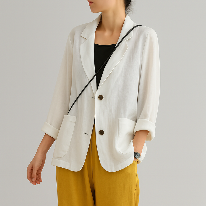 Blazer in natural fiber with relaxed fit