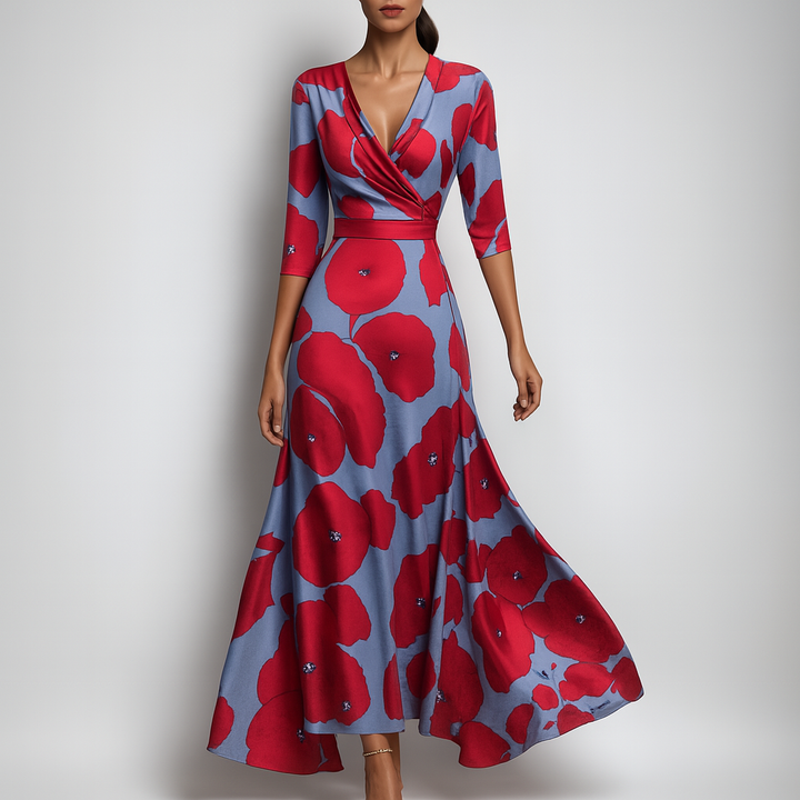 Bohemian maxi dress with V-neck – summer ready