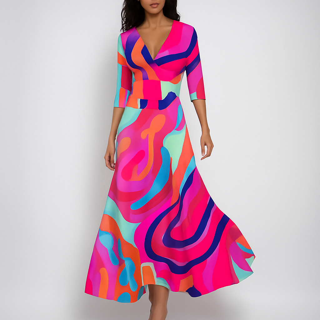 Bohemian maxi dress with V-neck – summer ready