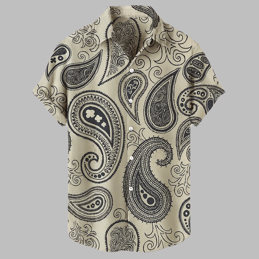 Freizeit Leinenhemd für Herren mit Tribal-Muster