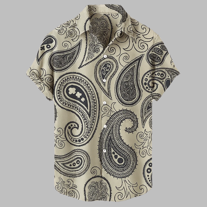 Freizeit Leinenhemd für Herren mit Tribal-Muster