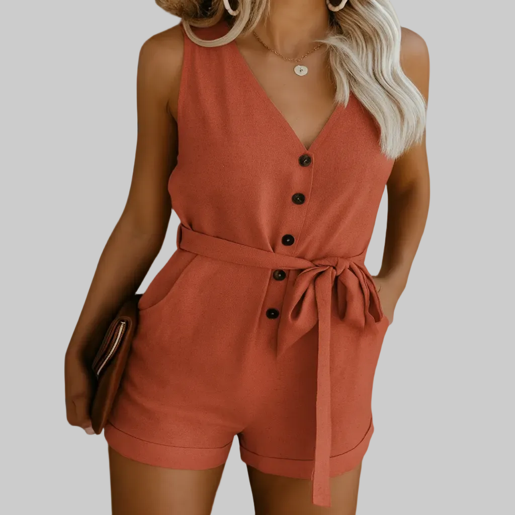 Lettvekts Kvinners V-hals Sommer Jumpsuit