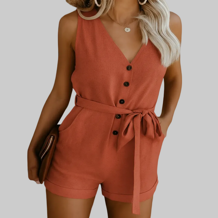 Lettvekts Kvinners V-hals Sommer Jumpsuit