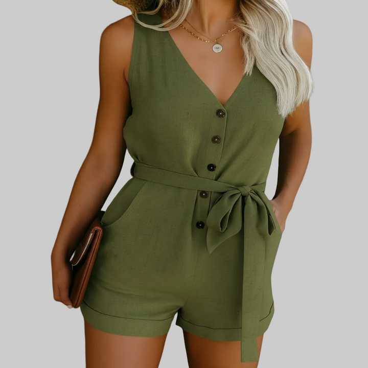 Lettvekts Kvinners V-hals Sommer Jumpsuit