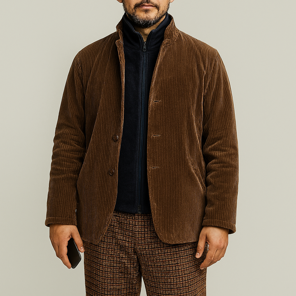 Men's retro casual solid color jacket