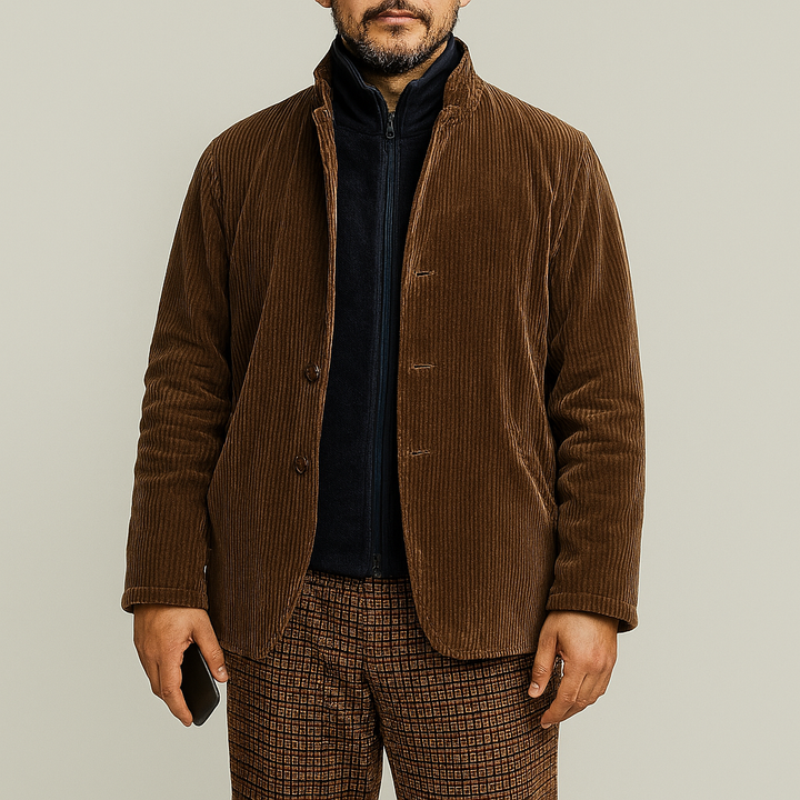 Men's retro casual solid color jacket
