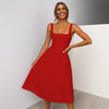 Ärmelloses A-Linien Midikleid mit quadratischem Ausschnitt