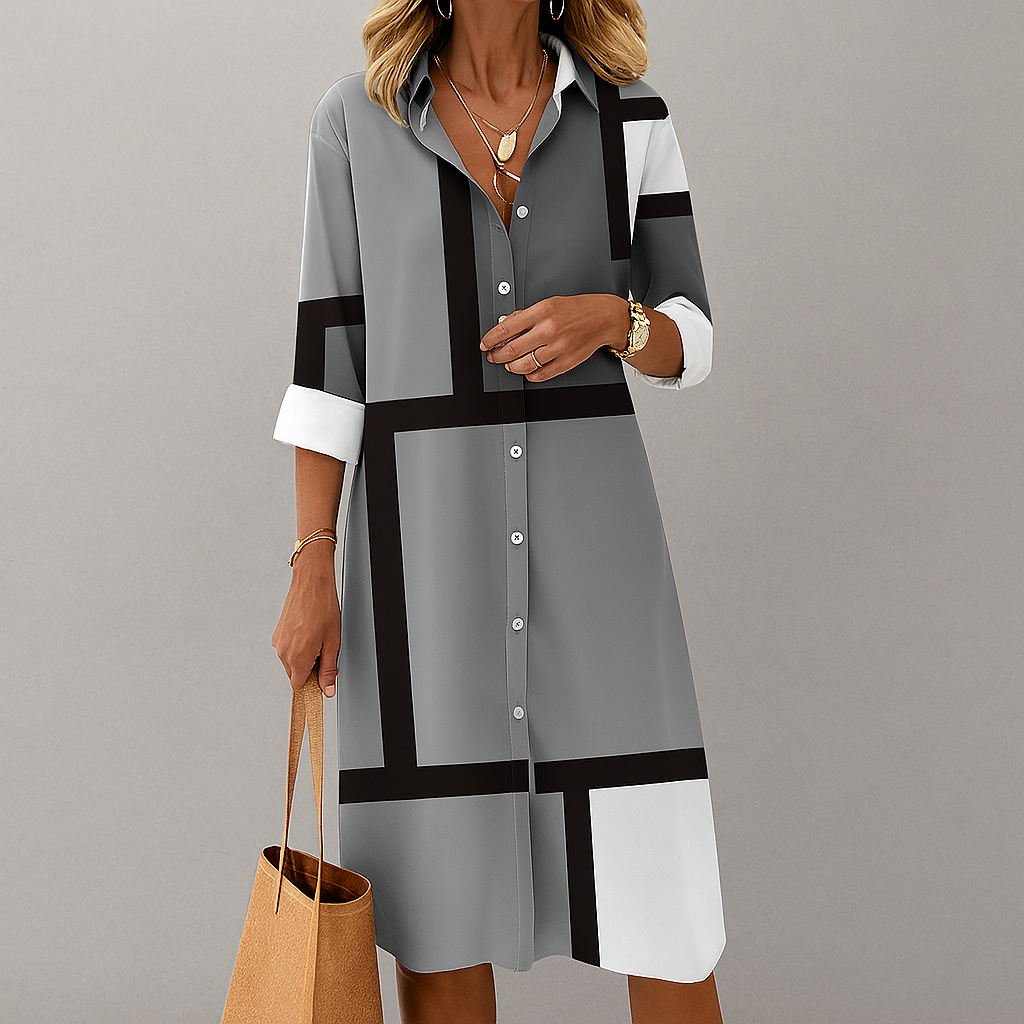 Dress with geometric pattern for women