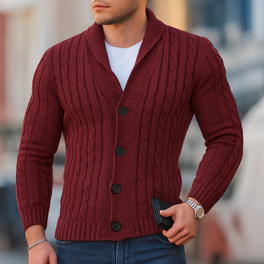 Warmer, klassischer gestrickter Herren-Cardigan