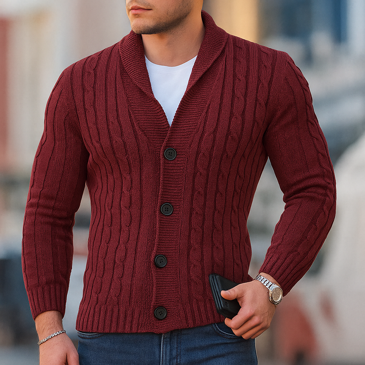 Warmer, klassischer gestrickter Herren-Cardigan