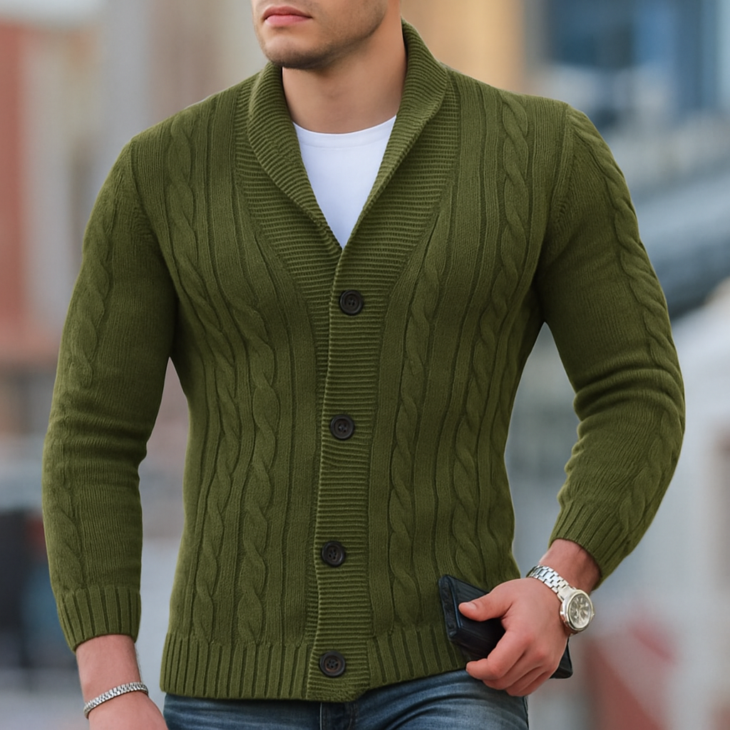 Warmer, klassischer gestrickter Herren-Cardigan