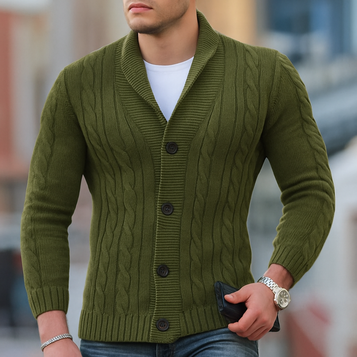 Warmer, klassischer gestrickter Herren-Cardigan