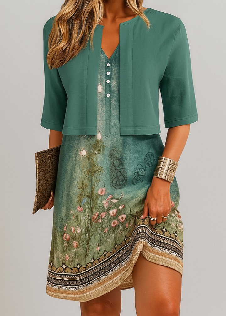 Elegant two-piece long skirt dress