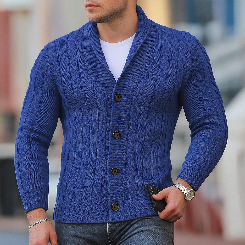 Warmer, klassischer gestrickter Herren-Cardigan