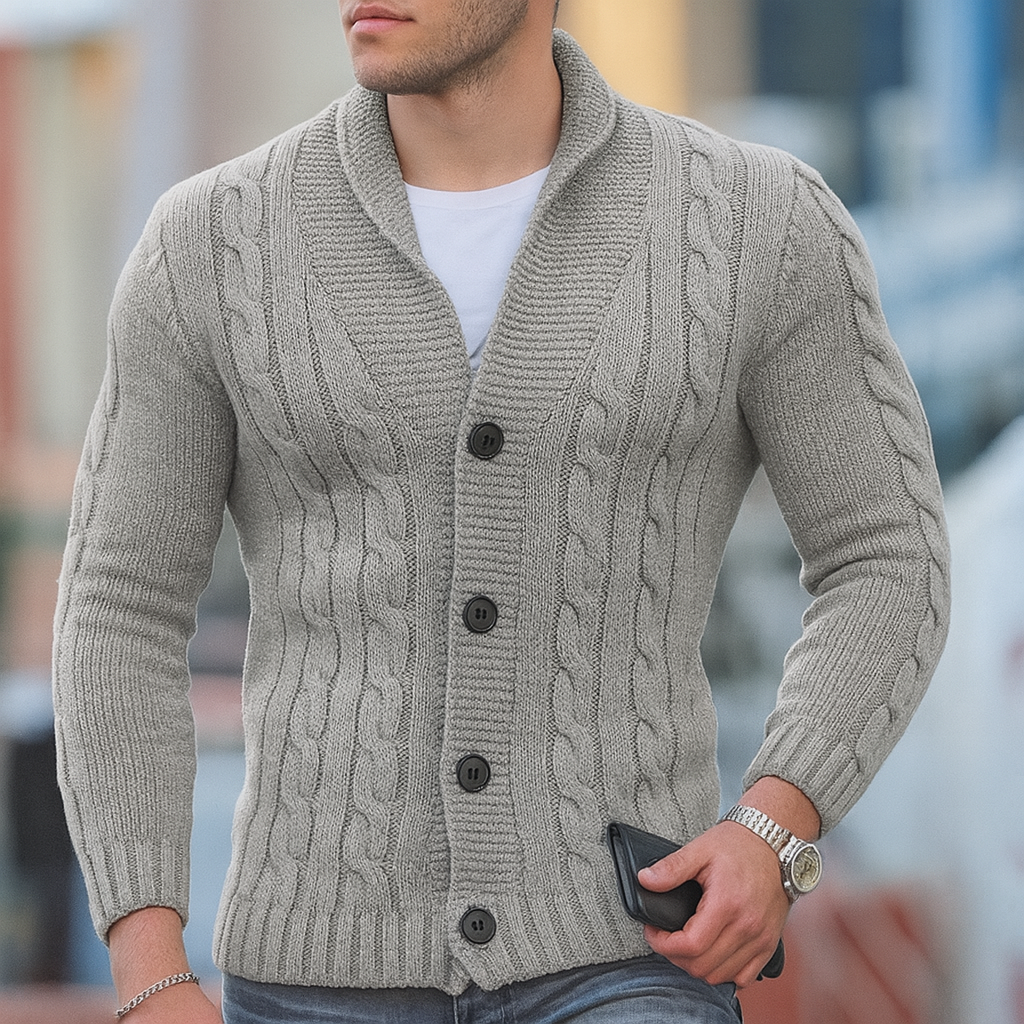 Warmer, klassischer gestrickter Herren-Cardigan
