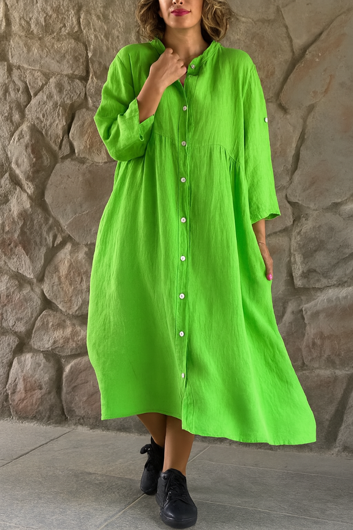 Lässiges Hemdblusenkleid aus Baumwolle und Leinen