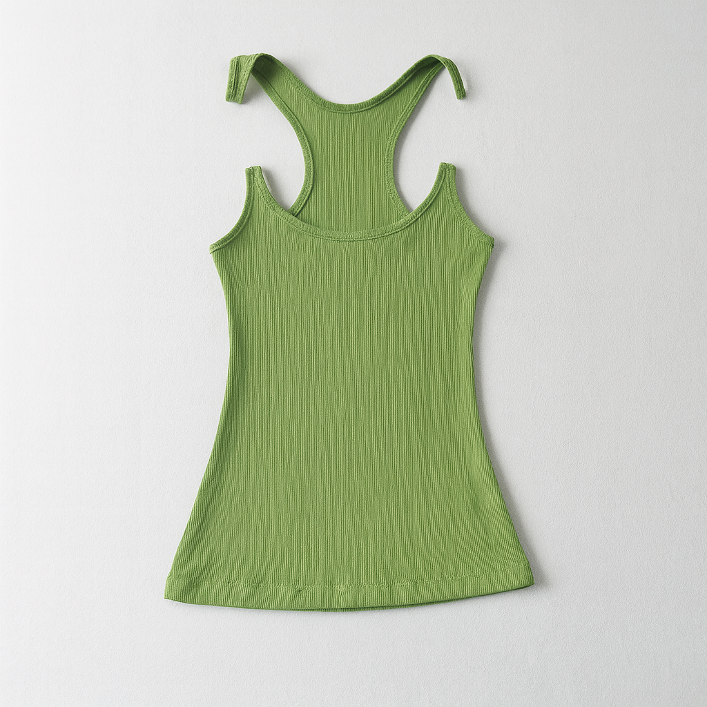Kvinne Usynlig Stropp Ribbet Tank Top