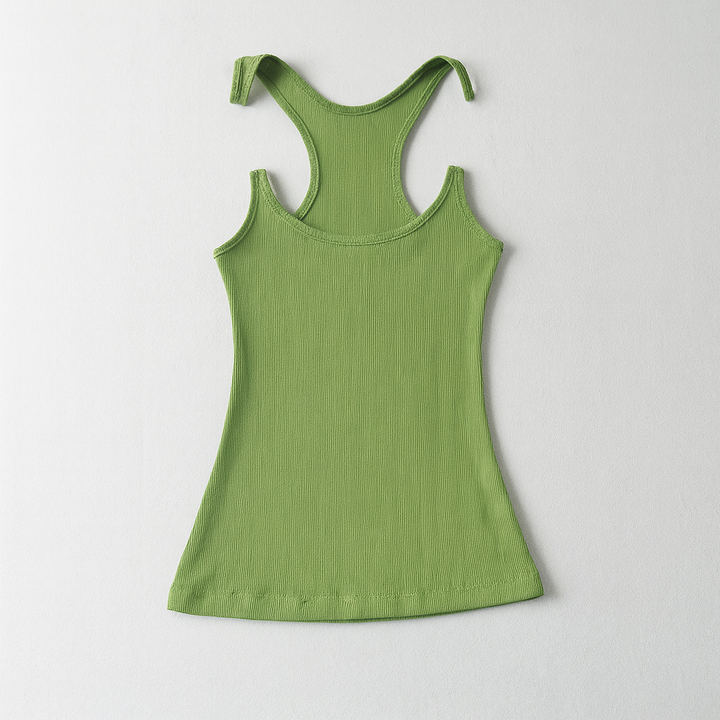 Kvinne Usynlig Stropp Ribbet Tank Top
