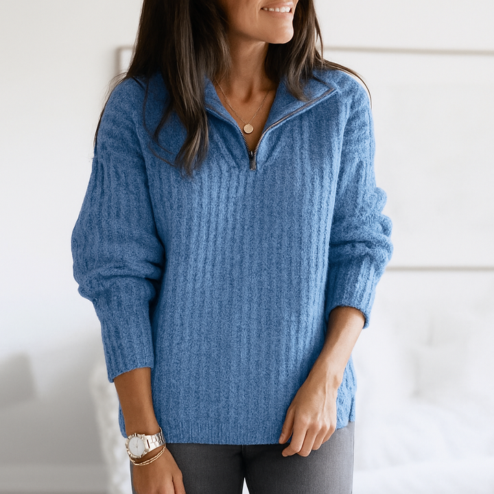 Sweater with half zipper for women