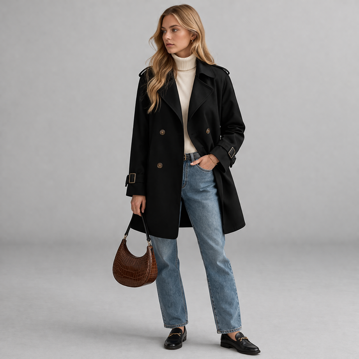 Klassisk Dobbeltradet Trenchcoat for Damer