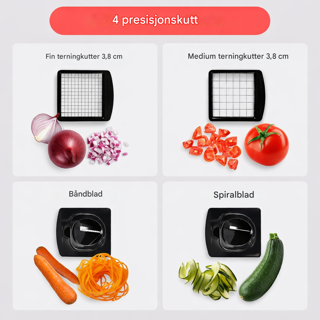 4-i-1 Grønnsakshakker og Spiralizer