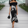 Dress with draped floral pattern