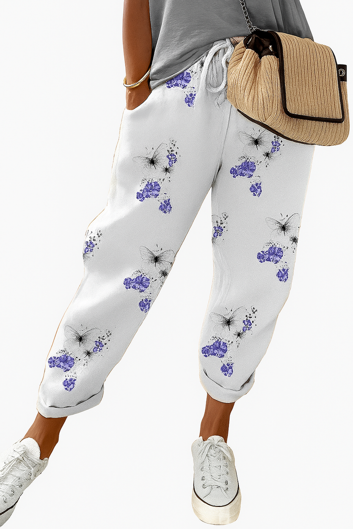 Loose-fitting pants with print for women